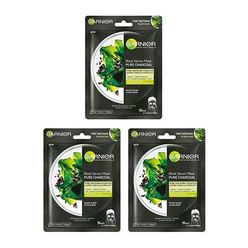 Garnier Sheet Masks Pack of 3 – Charcoal Masks